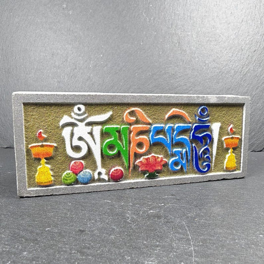 6 Mantras Stones - Artisanal Hand-Carved Mani Stones - for Home Decor, Blessing, Peace & Positivity
