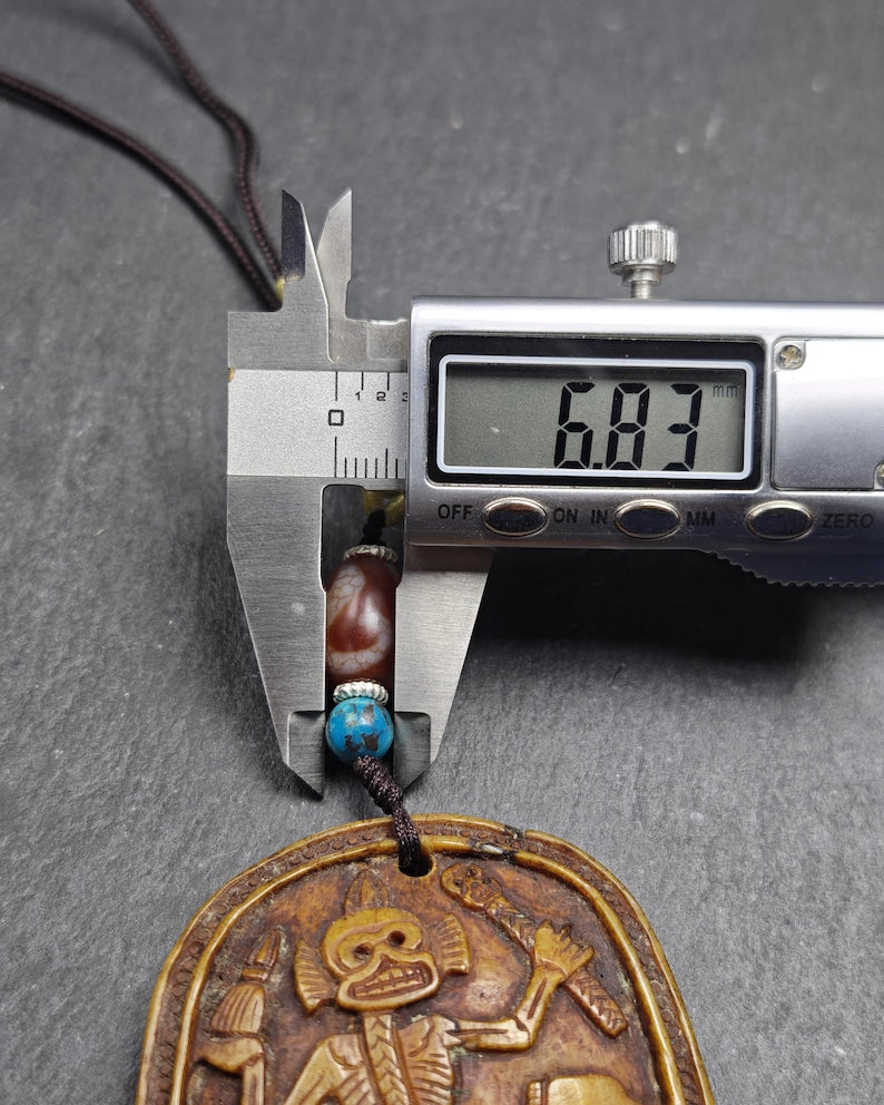 Authentic Citipati Master Kapala Pendant,Gandhanra Old Tibetan Amulet,Protective Charm,Spiritual Necklace,54mm × 50mm