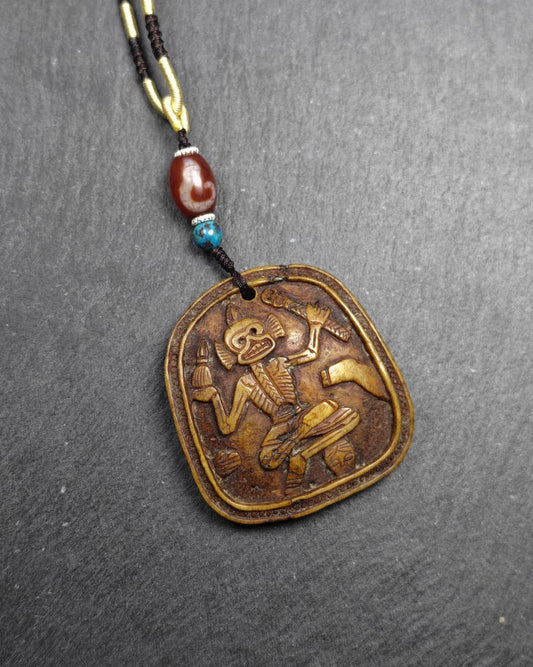 Authentic Citipati Master Kapala Pendant,Gandhanra Old Tibetan Amulet,Protective Charm,Spiritual Necklace,54mm × 50mm