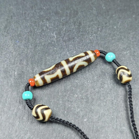 Authentic Dual Sky Earth Dzi Bead Necklace | 56*12mm Gandhanra-ART
