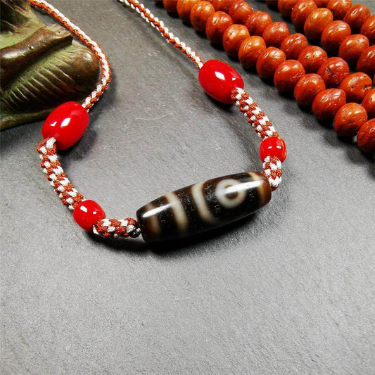 2 Eyed Dzi Bead Necklace - Gandhanra-ART