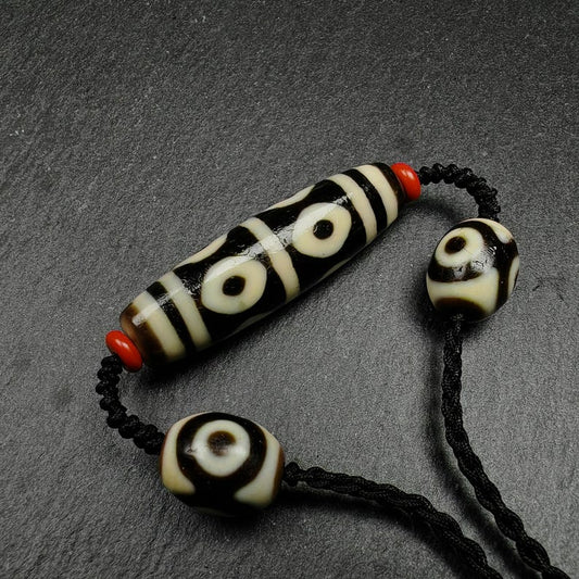 8 Eyes Dzi + Mandala 3 eyes Dzi Beads Amulet Gandhanra-ART