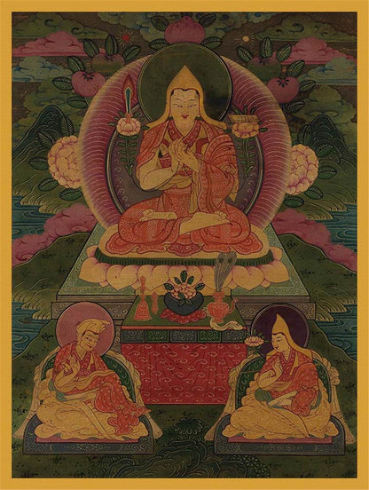 Tsongkhapa and His 2 Disciples - 17th Century - Gandhanra-ART