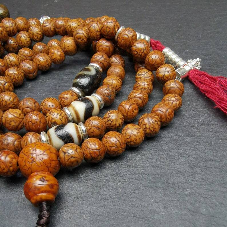 108 Dragon Eyes Bodhi Prayer Beads 0.35" Gandhanra-ART