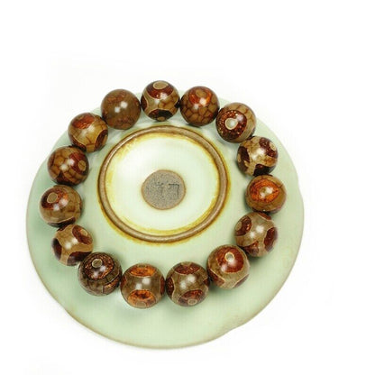 3 Eyes Dzi Beads Bracelet,Wrist Mala,0.55" Gandhanra-ART
