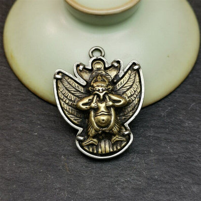 Garuda Pendant,Inlaid Copper Vajra Shell,1.57" × 1.22" Gandhanra-ART