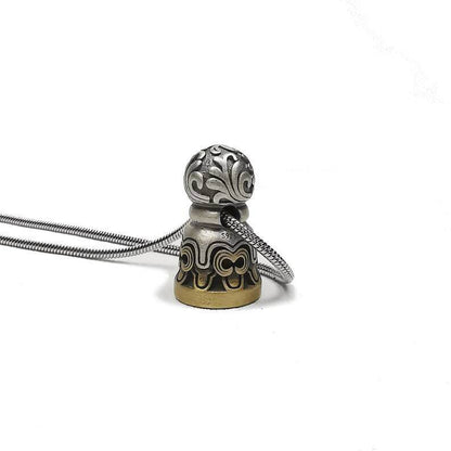 Tibetan Lucky Charm, Unique Mandala Conch Pattern,Silver Seal Pendant - Gandhanra-ART