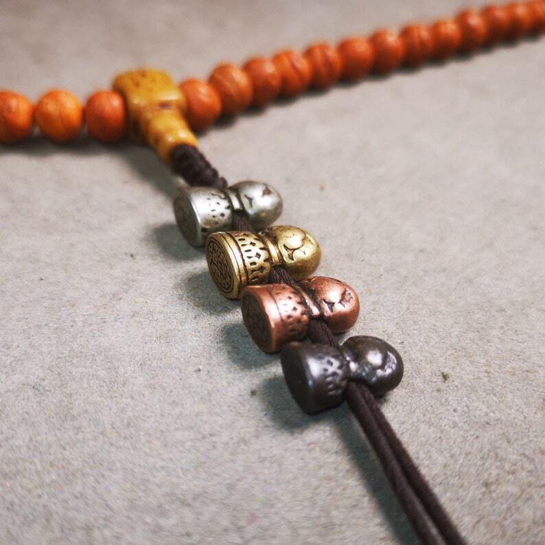 Amulet,Stupa Bead Pendant for Mala,Bag Hanging,Prayer Bead,0.5" × 0.35" Gandhanra-ART