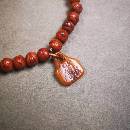 Yak Bone Carved OM Letter Prayer Bead Pendant - Gandhanra-ART