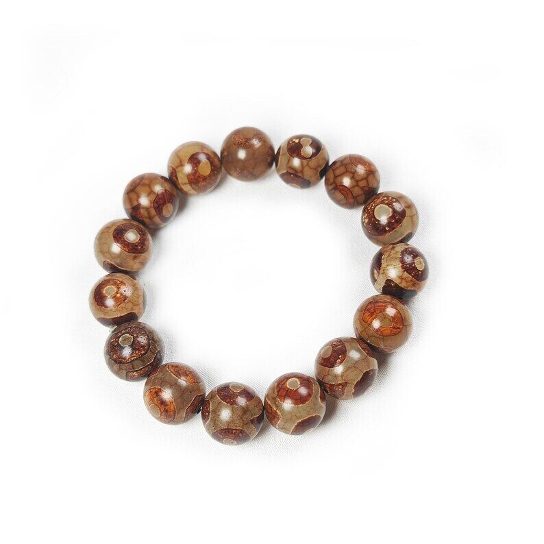 3 Eyes Dzi Beads Bracelet,Wrist Mala,0.55" Gandhanra-ART