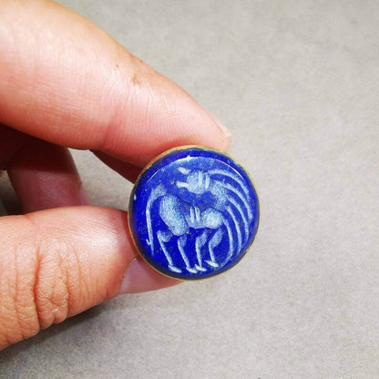 Old West Asian Ring,Made of Lapis Lazuli + Copper,From Pakistan - Gandhanra-ART