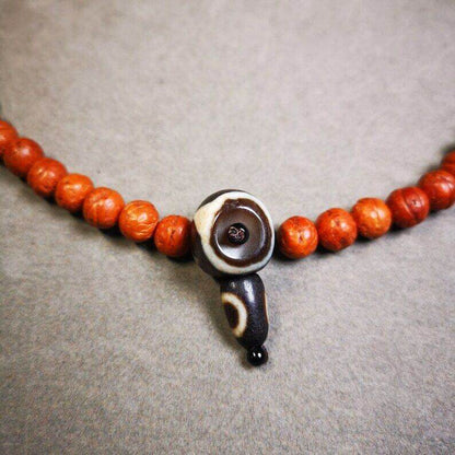 Tiger Tooth Dzi Guru Bead,T-drilled 3-Hole Mala Bead, Prayer Bead,Connector Bead - Gandhanra-ART