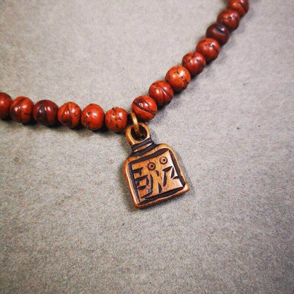 Yak Bone Carved Letter Prayer Bead Pendant - Gandhanra-ART