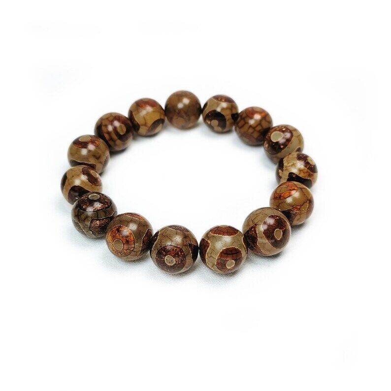 3 Eyes Dzi Beads Bracelet,Wrist Mala,0.55" Gandhanra-ART