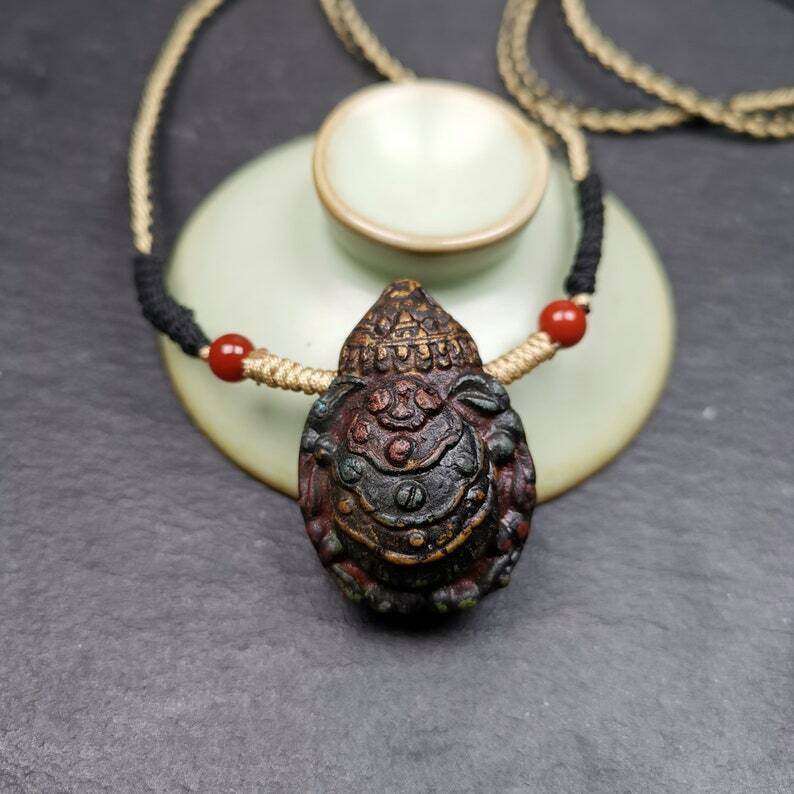 Old Tibetan Tsa Tsa Amulet, Scorpion Guru of Padmasambhava,Scorpion Terma Amulet - Gandhanra-ART
