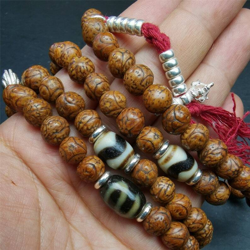 108 Dragon Eyes Bodhi Prayer Beads 0.35" Gandhanra-ART