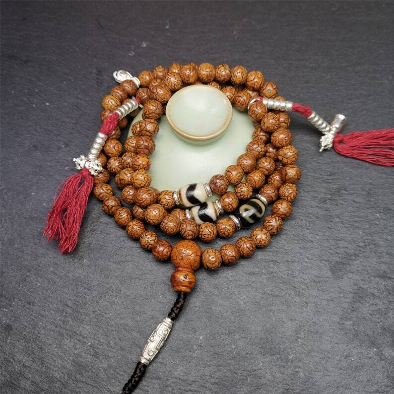 108 Dragon Eyes Bodhi Prayer Beads 0.35" Gandhanra-ART