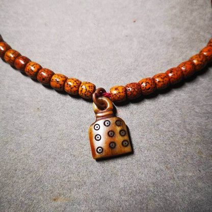 Yak Bone Carved Mantra Dot Prayer Bead Pendant - Gandhanra-ART