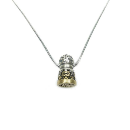 Tibetan Lucky Charm, Unique Mandala Conch Pattern,Silver Seal Pendant - Gandhanra-ART