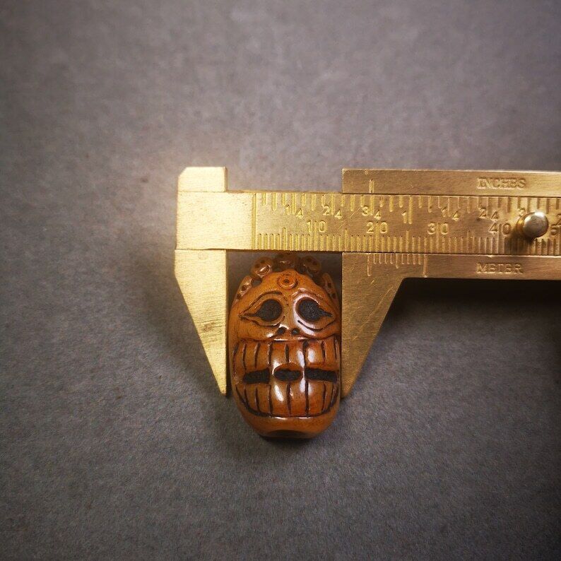 Yak Bone Carved Mahakala Amulet for Mala,Necklace Pendant,1.18" Gandhanra-ART