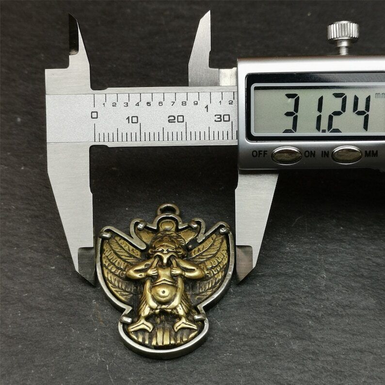 Garuda Pendant,Inlaid Copper Vajra Shell,1.57" × 1.22" Gandhanra-ART