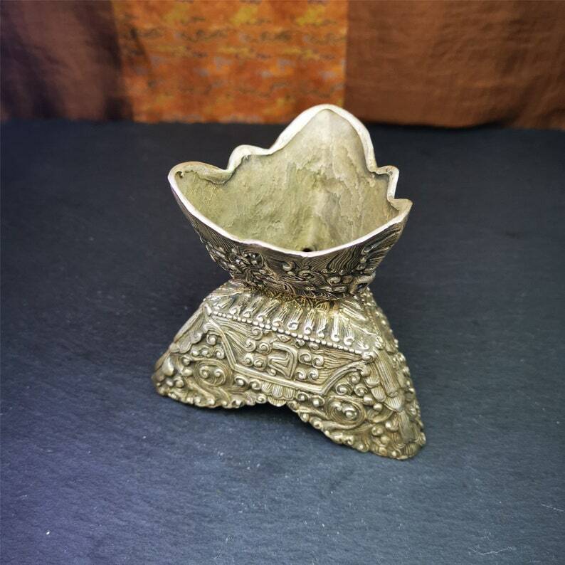 Buddhist Offering Bowl,Kapala Skull Cup Set,Ritual Implement,7" Height Gandhanra-ART