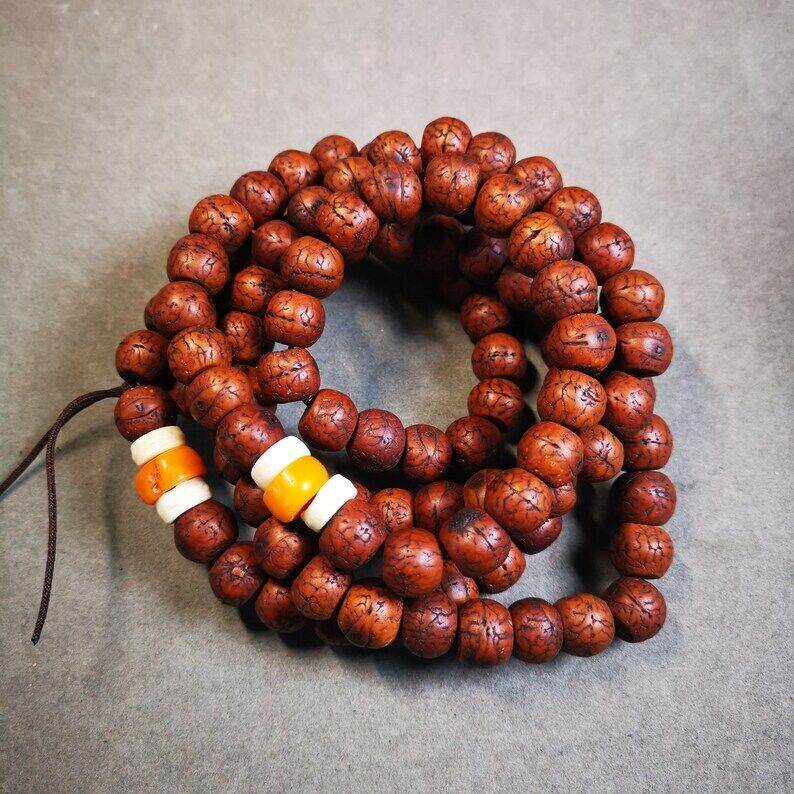Old 108 Bodhi Beads Mala,13mm Prayer Beads for Meditation - Gandhanra-ART
