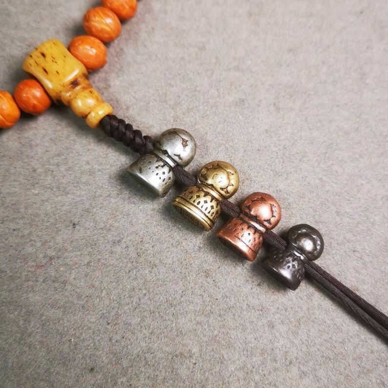 Amulet,Stupa Bead Pendant for Mala,Bag Hanging,Prayer Bead,0.5" × 0.35" Gandhanra-ART