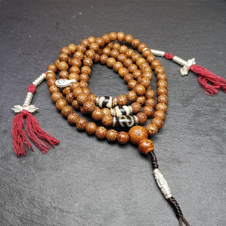 108 Dragon Eyes Bodhi Prayer Beads 0.35" Gandhanra-ART