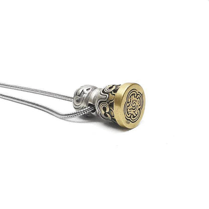 Tibetan Lucky Charm, Unique Mandala Conch Pattern,Silver Seal Pendant - Gandhanra-ART