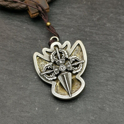 Garuda Pendant,Inlaid Copper Vajra Shell,1.57" × 1.22" Gandhanra-ART