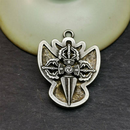 Garuda Pendant,Inlaid Copper Vajra Shell,1.57" × 1.22" Gandhanra-ART