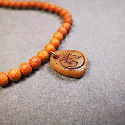 Yak Bone Carved Amulet,Om Pendant for Mala,Bag Hanging - Gandhanra-ART