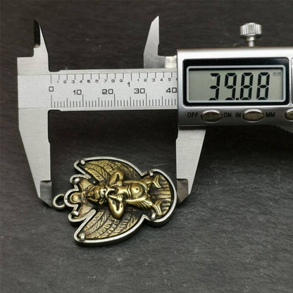 Garuda Pendant,Inlaid Copper Vajra Shell,1.57" × 1.22" Gandhanra-ART