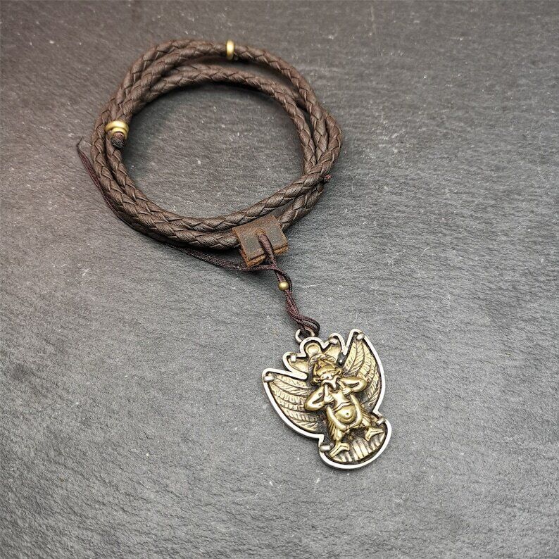 Garuda Pendant,Inlaid Copper Vajra Shell,1.57" × 1.22" Gandhanra-ART