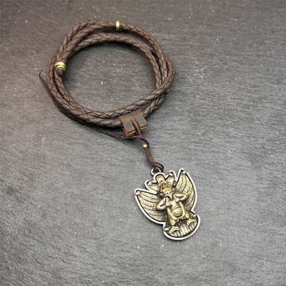 Garuda Pendant,Inlaid Copper Vajra Shell,1.57" × 1.22" Gandhanra-ART