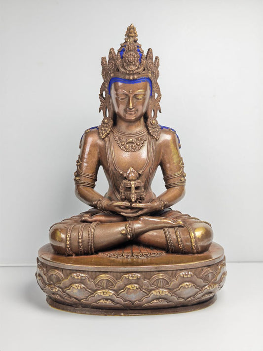 Authentic Amitayus Statue - Scared Tibetan Statue - Fully Consecrated and Blessed - Spiritual Decor - 16cm Height - Decades Old