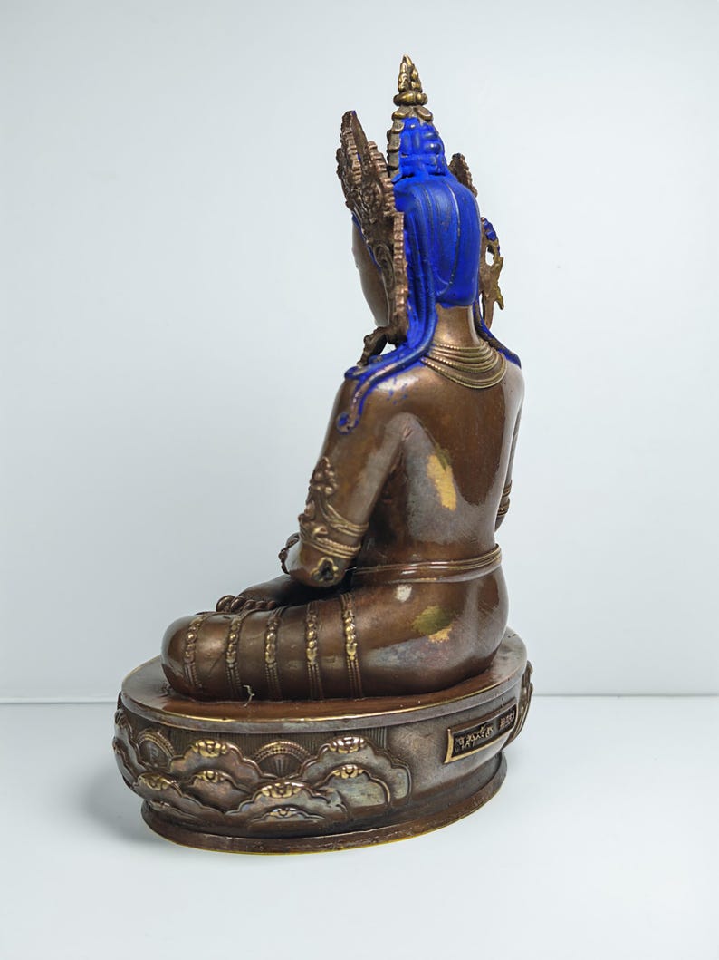 Authentic Amitayus Statue - Scared Tibetan Statue - Fully Consecrated and Blessed - Spiritual Decor - 16cm Height - Decades Old