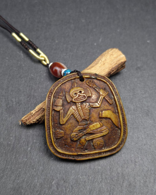 Authentic Citipati Master Kapala Pendant,Gandhanra Old Tibetan Amulet,Protective Charm,Spiritual Necklace,54mm × 50mm