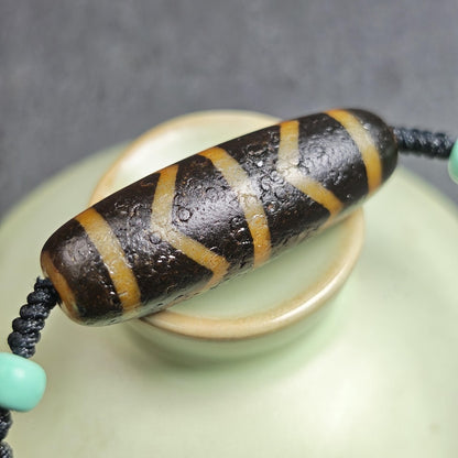 Authentic Wave Totem Dzi Clavicle Chain | Tibetan Jewelry | Protection Necklace & Good Fortune Charm | Spiritual Gift | 39*13mm