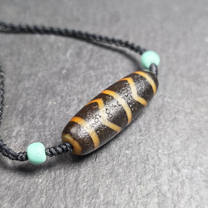 Authentic Wave Totem Dzi Clavicle Chain | Tibetan Jewelry | Protection Necklace & Good Fortune Charm | Spiritual Gift | 39*13mm