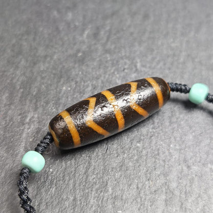Authentic Wave Totem Dzi Clavicle Chain | Tibetan Jewelry | Protection Necklace & Good Fortune Charm | Spiritual Gift | 39*13mm