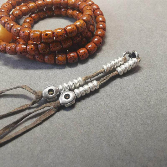 5mm Sterling Silver Prayer Bead Counters with Mantra Dot Pendant - Gandhanra-ART