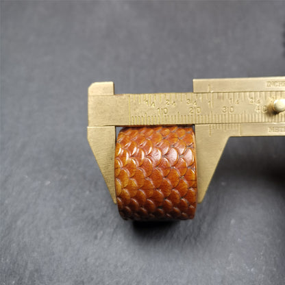 Gandhanra Handmade Big Thumb Ring for Men,Yak Bone Carved,Dragon Pattern,0.87" 