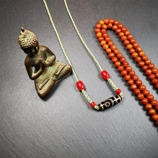 2 Eyed Dzi Bead Necklace - Gandhanra-ART