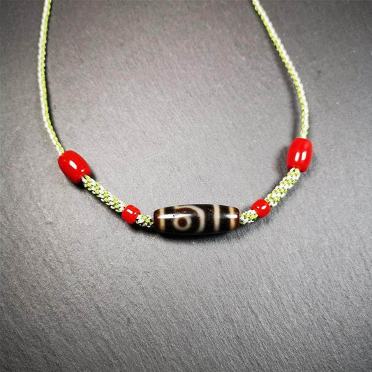 2 Eyed Dzi Bead Necklace - Gandhanra-ART