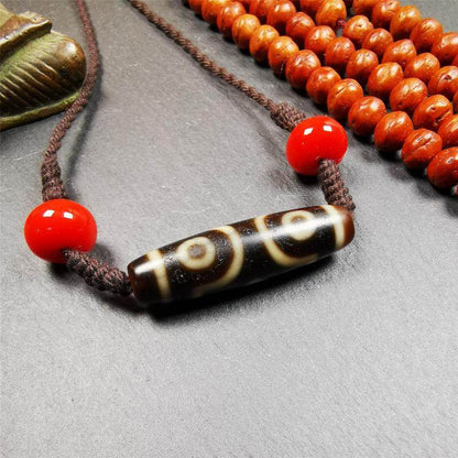 3 Eyed Dzi Bead Necklace - Gandhanra-ART