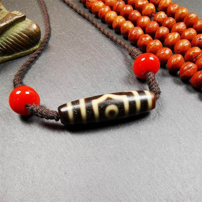 3 Eyed Dzi Bead Necklace - Gandhanra-ART