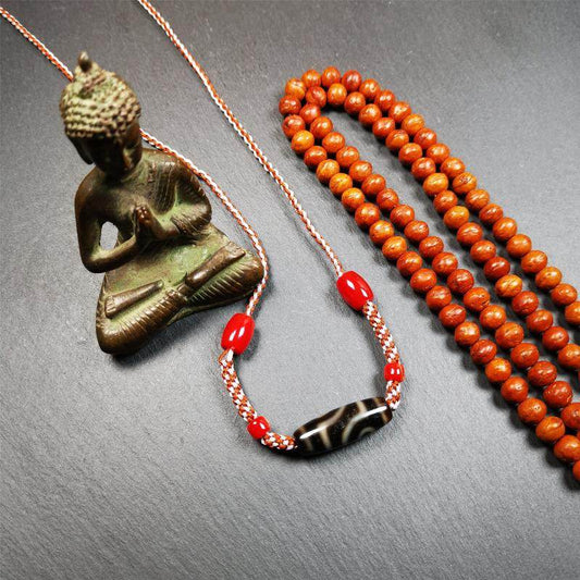 2 Eyed Dzi Bead Necklace - Gandhanra-ART
