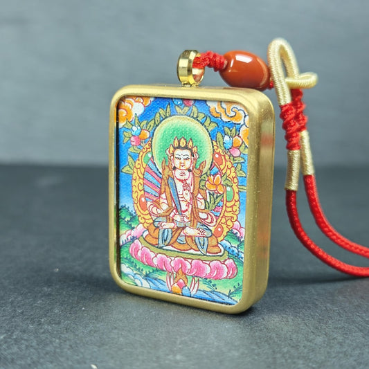 Hand-Painted Akashagarbha Locket – Tibetan Gau Box Amulet Necklace